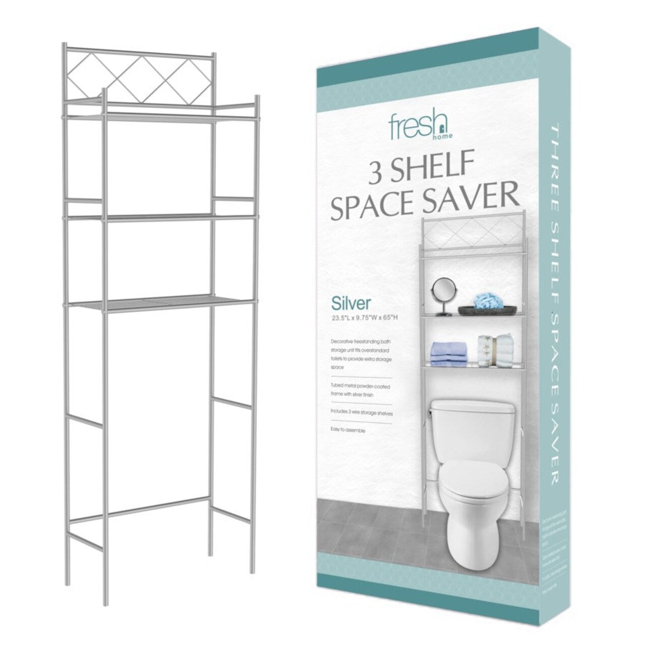 J&V TEXTILES 3-Shelf Metal Bathroom Organizer Over The Toilet, Bathroom Space Saver